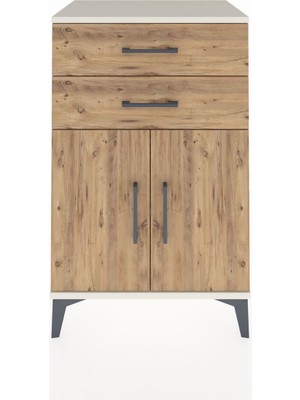 Hyperion Komodin Tek Raflı 2 Çekmeceli 2 Kapaklı 60X44X96 Aytaşı-Çam