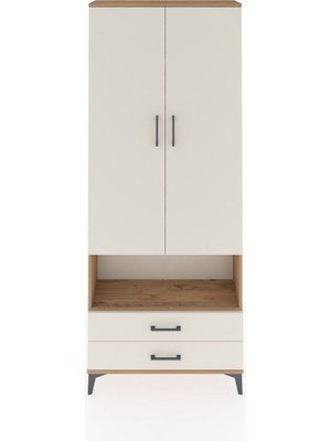 Arges Dolap 4 Raflı 2 Çekmeceli 2 Kapaklı 88X30X221 Çam-Aytaşı