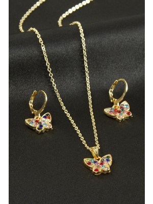 Kelebek Taşlı Set Kolye