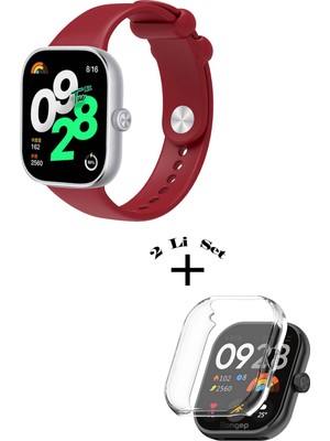 Xiaomi Redmi Watch 4 / 5 Uyumlu Yumuşak Silikon Kordon + Kasa ve Ekran Koruyucu
