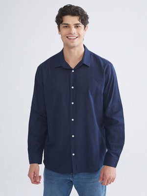 Lc Waikiki Yeni Sezon Regular Fit Uzun Kollu Keten Karışımlı Erkek Gömlek