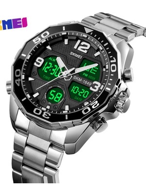 Skmei 1649 Metal Fonksiyonlu LED Gece Aydınlatmalı Erkek Kol Saati