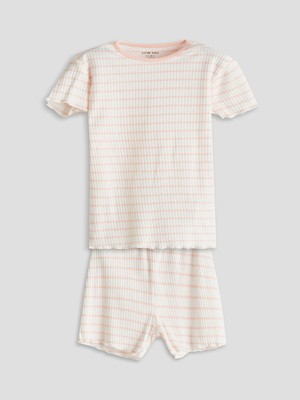 Lc Waikiki Yeni Sezon Çizgili Kız Bebek Şortlu Pijama Takım