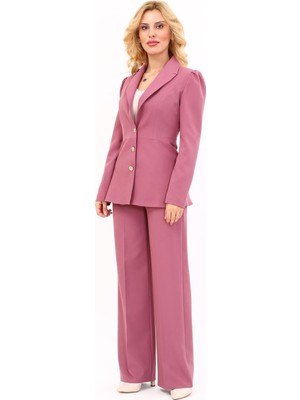 Erkek Yaka Kolu Büzgülü Ceket & Bol Paça Pantolon-Rose
