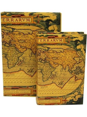 Kutu Kitap Harita 2'li Set Dekoratif Hediyelik