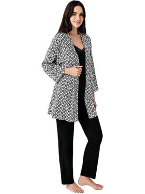 Pierre Cardin Kadın Siyah 3'lü Pijama Takımı 9071-S
