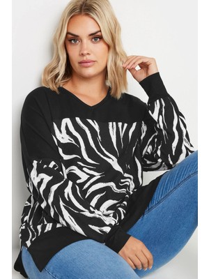 Stil Diva Büyük Beden Uzun Kollu Desenli Esnek Kumaş Bluz Kadın 303057 Uzun Kesim