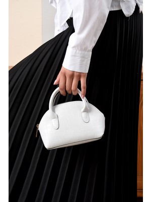 Lüks Tasarımlı Çapraz Çanta Timsah Deri Baskılı