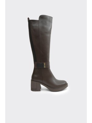 Hakiki Deri Kalın Topuklu Kadın Çizme