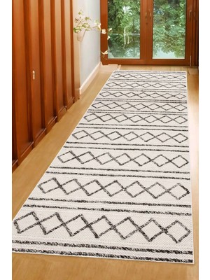 Kaymaz Yıkanabilir Gri Bej Salon, Mutfak ve Koridor Halısı, Yolluk