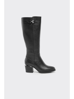 Hakiki Deri Fermuarlı Kadın Çizme