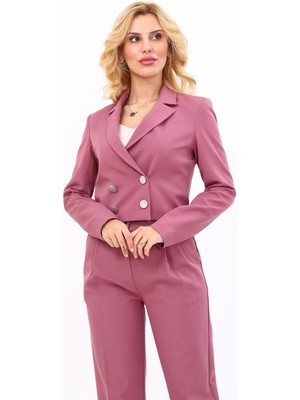 Erkek Yaka Kuruvaze Kısa Ceket-Rose