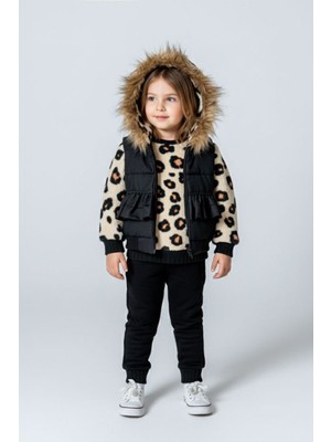 Mimiğimin Cicileri Pofuduk Kürk Kapüşonlu 3 lü set - Siyah