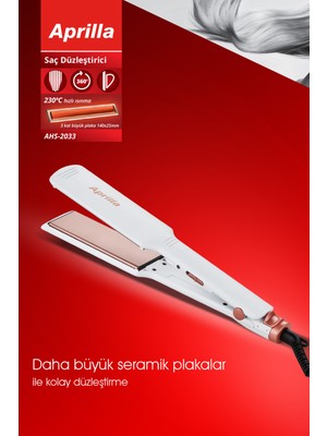 Aprilla Ahs-2033 Beyaz Geniş Seramik Kaplamalı Güçlü Saç Düzleştirici (40mm*120mm)