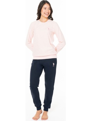 U.s. Polo Assn. 20125 Kadın Pembe Yuvarlak Yaka Uzun Kollu Pijama Takımı