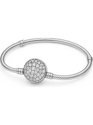 Akgünal 925 Ayar Gümüş Taşlı Daire Klipsli Bileklik