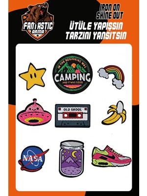 Ütü ile Yapışan Dokuma Arma Seti Patch Nasa, Campıng, Aır Max Modeli, ÜTÜ İLE KOLAYCA KUMAŞA YAPIŞIR.