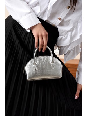 Lüks Tasarımlı Çapraz Çanta Timsah Deri Baskılı