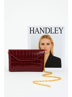 Lüks Kroko Desenli Zincir Askılı Çift Gözlü Omuz Çantası