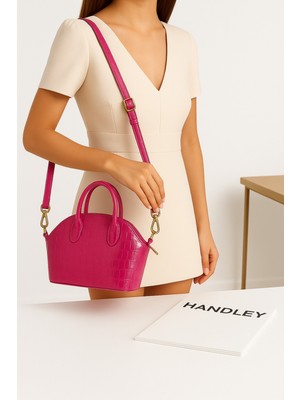 Kadın Parlak Mini Kroko Desen Çapraz Askılı El ve Omuz Çantası