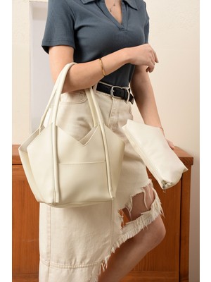 Kadın Şık Tasarımlı Omuz ve Kol Çantası + Yavru Çanta