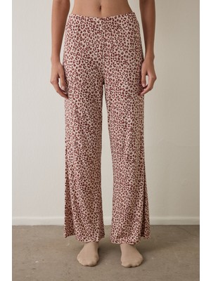 Bej Dreaming Leopar Desenli Pijama Altı