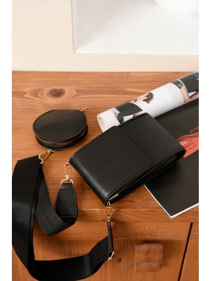 Lüks Çapraz Askılı Kolon Kemer Detaylı Mini Cüzdan Tasarımlı Çanta