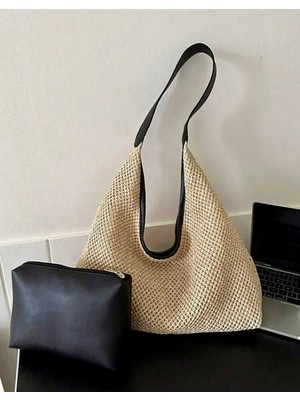 Lüks Yavrulu Büyük Kapasiteli Fileli Omuz Çantası