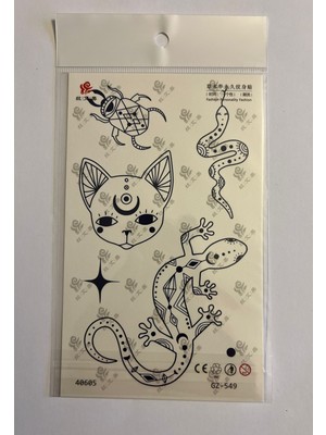 Kertenkele 18X11 cm  1 Ay Kalıcı Geçici Dövme Yapıştırma Dövme