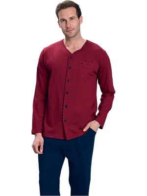 Over Sleep 2159 Erkek Büyük Beden Kışlık Yuvarlak Yaka Pijama Takım