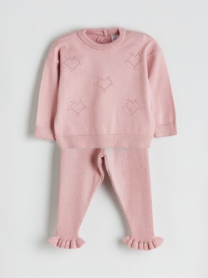 Lc Waikiki Yeni Sezon Bisiklet Yaka Kız Bebek Triko Kazak ve Tayt 2'li Takım