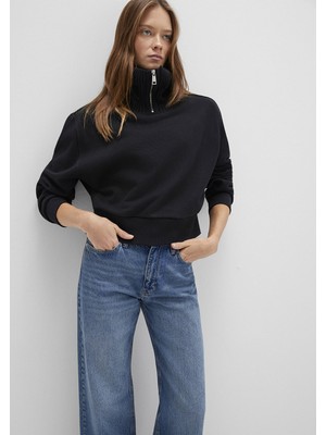 Mavi Yarı Fermuarlı Dik Yaka Siyah Sweatshirt 1S10434-900