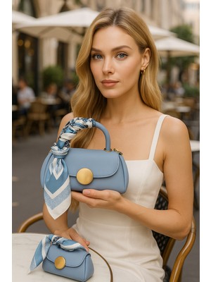 Kadın Şal Detaylı Mini Omuz ve El Çantası