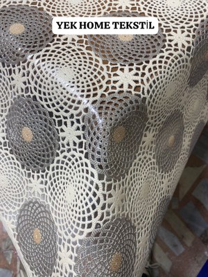 Hasır Lüx Çift Renk Pvc Kaplamalı Silinebilir Masa Örtüsü Su Geçirmez Şeffaf Muşamba Masa 137 cm