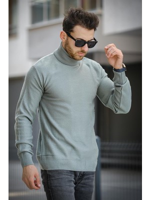 Seka 500 Slim Fit Petek Örgü Erkek Tam Balıkçı Kazak