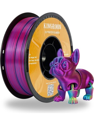 Kingroon Pla Silk Üç Renk Filament Altın-Fuşya-Mavi 1.75 MM 1 Kg