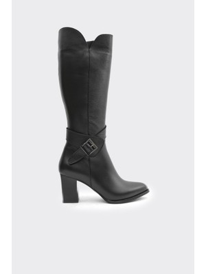 Hakiki Deri Topuklu Kadın Çizme