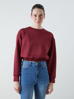 Lc Waikiki Yeni Sezon Bisiklet Yaka Crop Kadın Sweatshirt