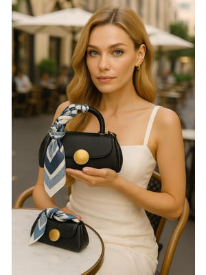 Kadın Şal Detaylı Mini Omuz ve El Çantası