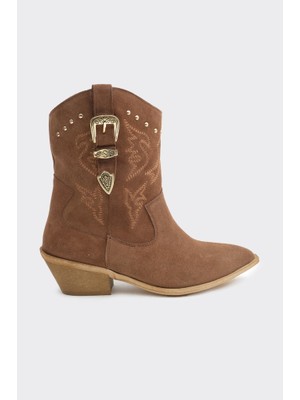 Hakiki Deri Kadın Western Bot