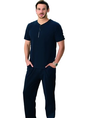 Elitepoint 1550 Erkek Yazlık Büyük Beden Uzun Kol Uzun Alt Pijama Takımı