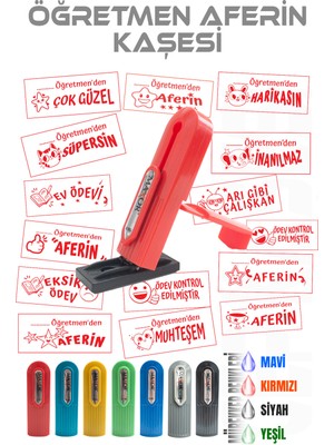 Kendinden Mürekkepli Kaşe Öğretmen Kaşesi Aferin Kaşesi Cep Kaşesi