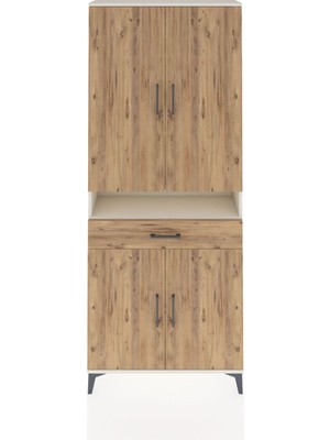 Arges Dolap 5 Raflı Tek Çekmeceli 4 Kapaklı 88X30X221 Aytaşı-Çam