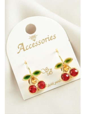 Kiraz Taşlı Mineli Klipsi Küpe