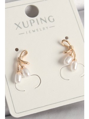 Pirinç Rose Renk Inci Detay Düğüm Model Kadın Küpe