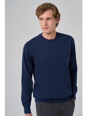  Erkek Indigo Basic Bisiklet Yaka Dynamic Fit Rahat Kesim Triko