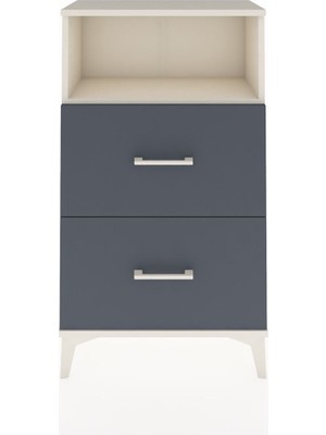 Arges Komodin Tek Raflı 2 Çekmeceli 60X30X106 Aytaşı-Antrasit