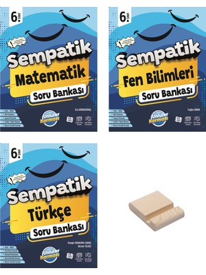 6. Sınıf Sempatik Matematik Fen Bilimleri ve Türkçe Soru Bankası 3lü Set + Telefon Standı