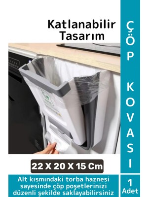 Kompakt Montaj Gerektirmez Mutfak Banyo Ofis Kamp Karavan Torba Hazneli Katlanabilir Çöp Kovası