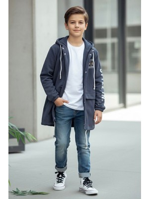 Miniğimin Cicileri Kapüşonlu Style Baskılı Erkek Çocuk Kışlık Hırka  - lacivert